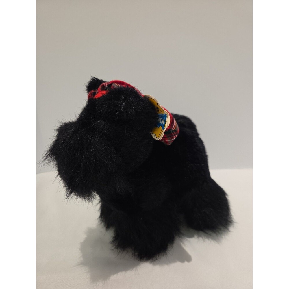 Dakin Vintage 1986 Plush Scottie Black Stuffed Animal 8" Scotty Dog Plush Hat